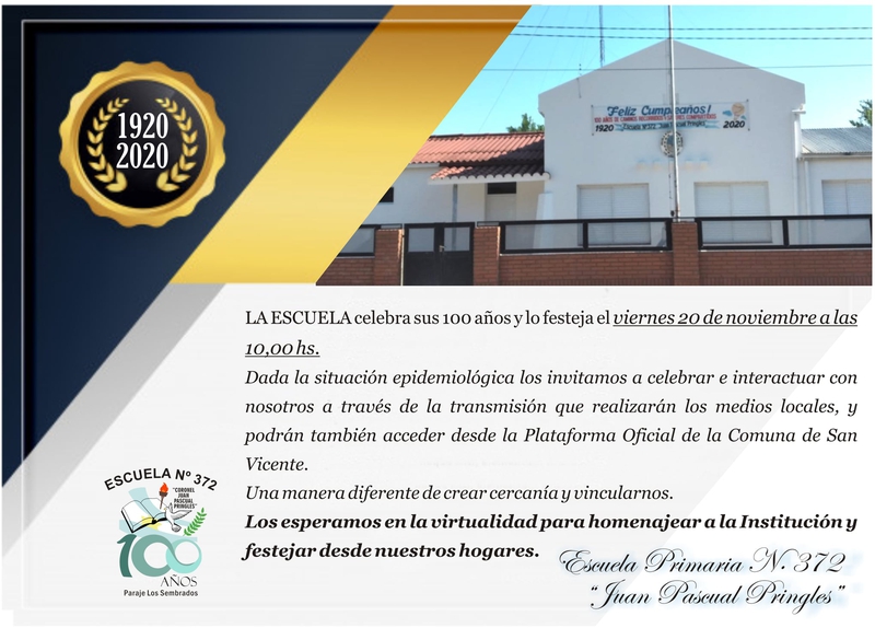 Reprogramación del ACTO por los 100 años de la Escuela JP Pringles de Paraje Los Sembrados.