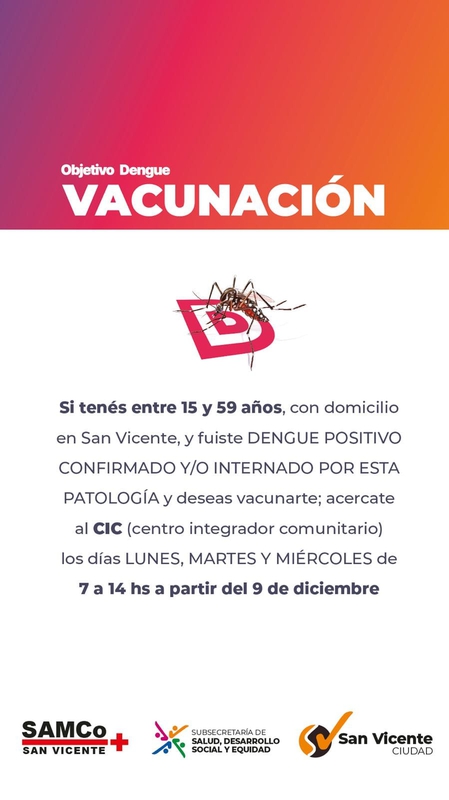 VACUNACIÓN OBJETIVO DENGUE EN SAN VICENTE